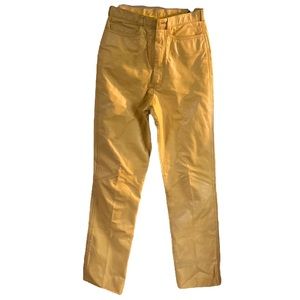 Vintage Pour le Sport golden yellow high waisted leather pants mom fit 8